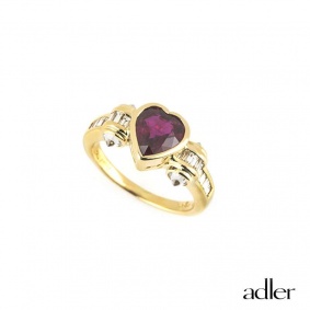 Adler 18k Yellow Gold Ruby and Diamond Dress Ring